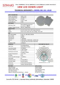 18W-DOWN-LIGHT-Technical-Datasheet